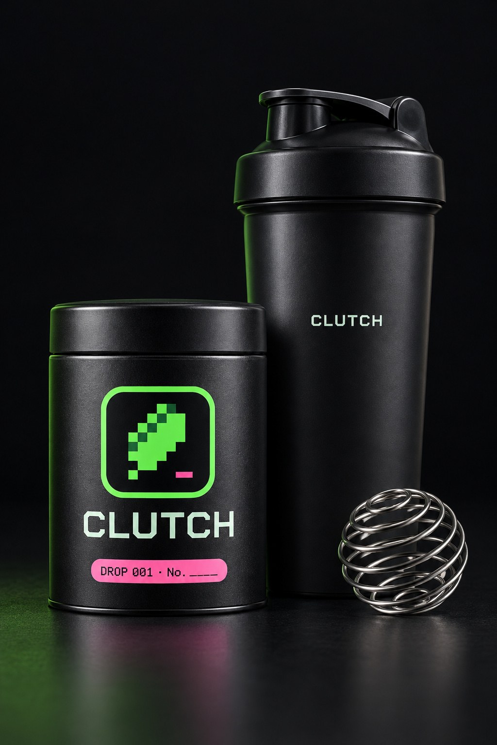 Clutch Matcha: tin and shaker bundle